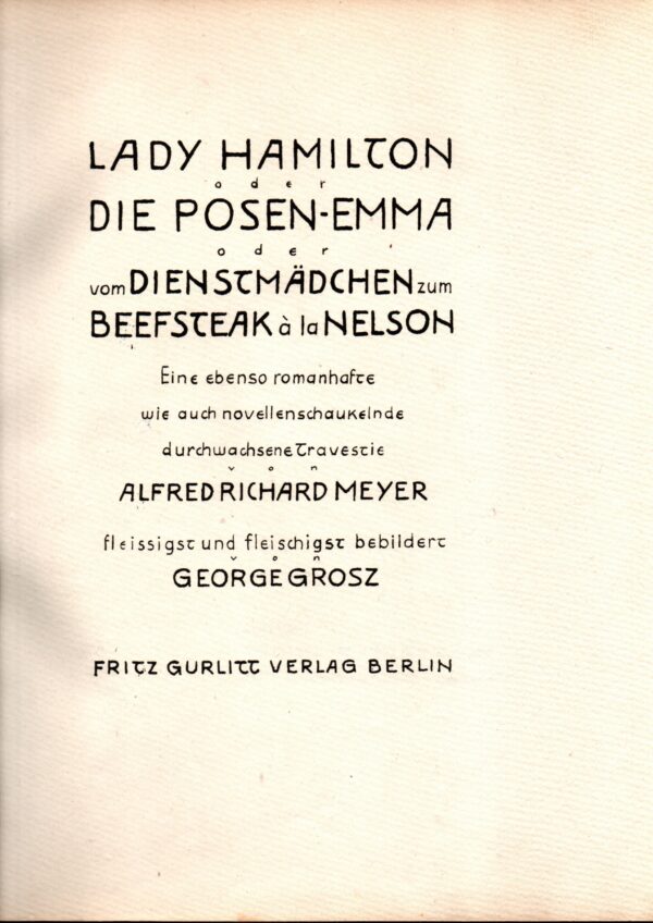 Lady Hamilton Alfred Richard Meyer & George Grosz