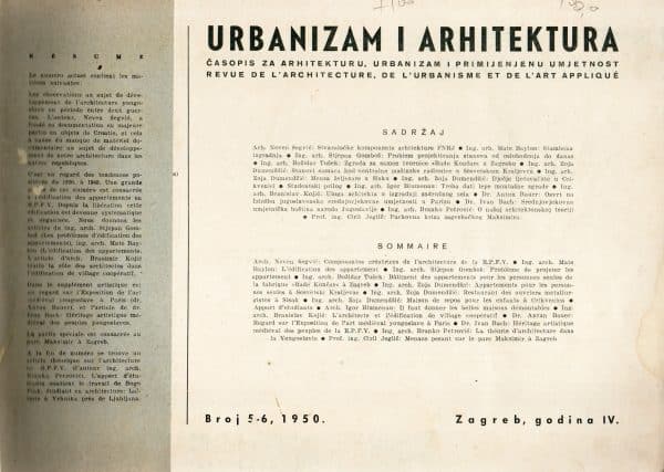 Urbanizam i arhitektura – časopis za arhitekturu…broj 5-6, 1950.