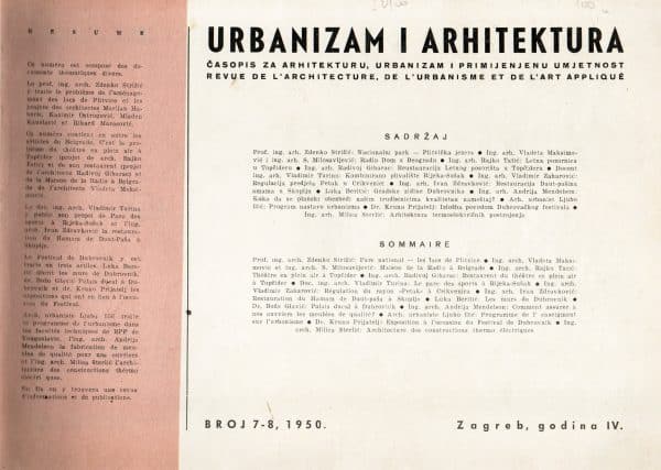 Urbanizam i arhitektura – časopis za arhitekturu…broj 7-8, 1950.