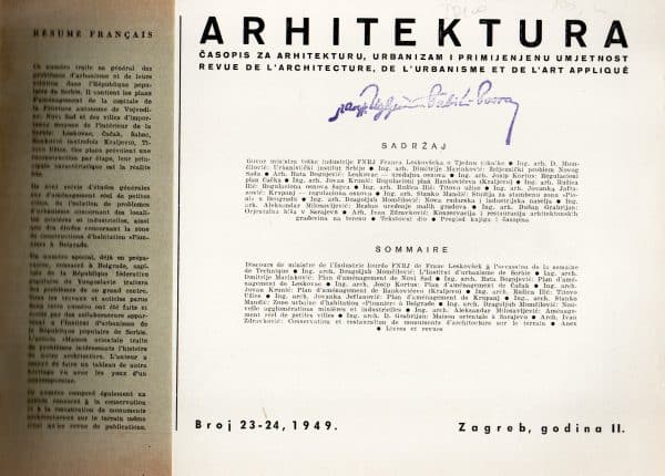 Arhitektura – časopis za arhitekturu…broj 23-24, 1949.